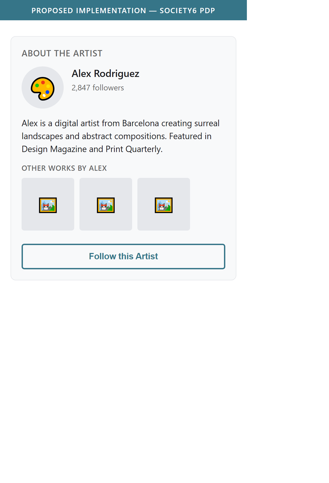 Society6 — Proposed Implementation